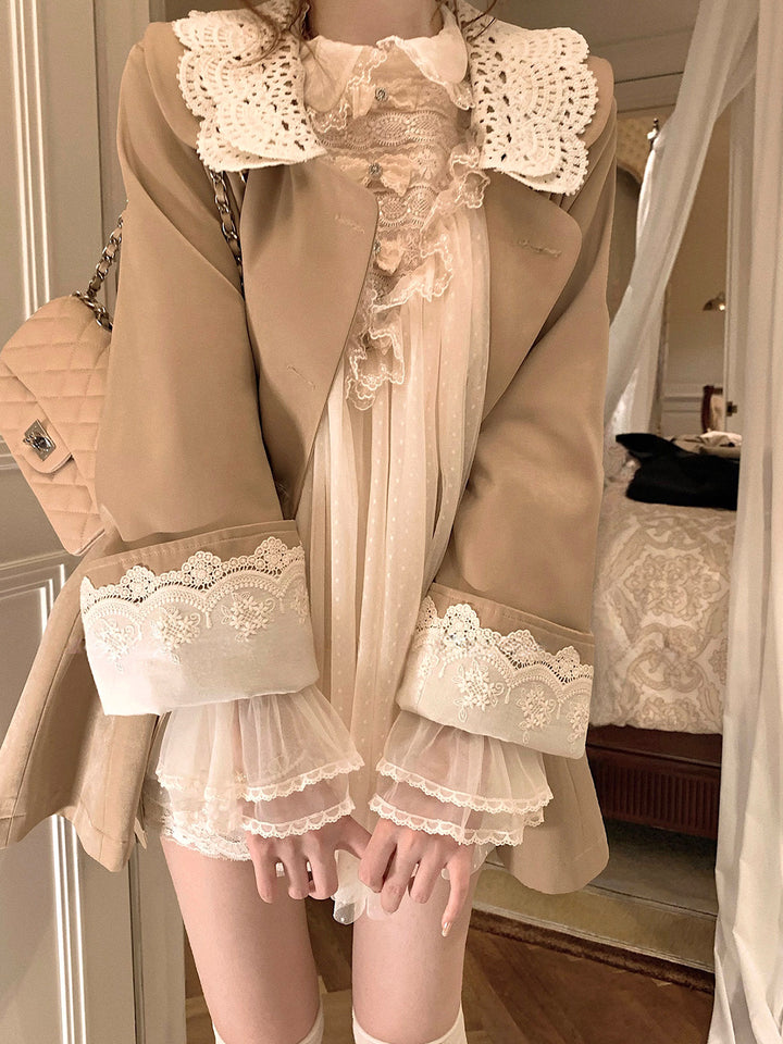 【dress】ギャザーフリルレースドッキングミニワンピース Q9229