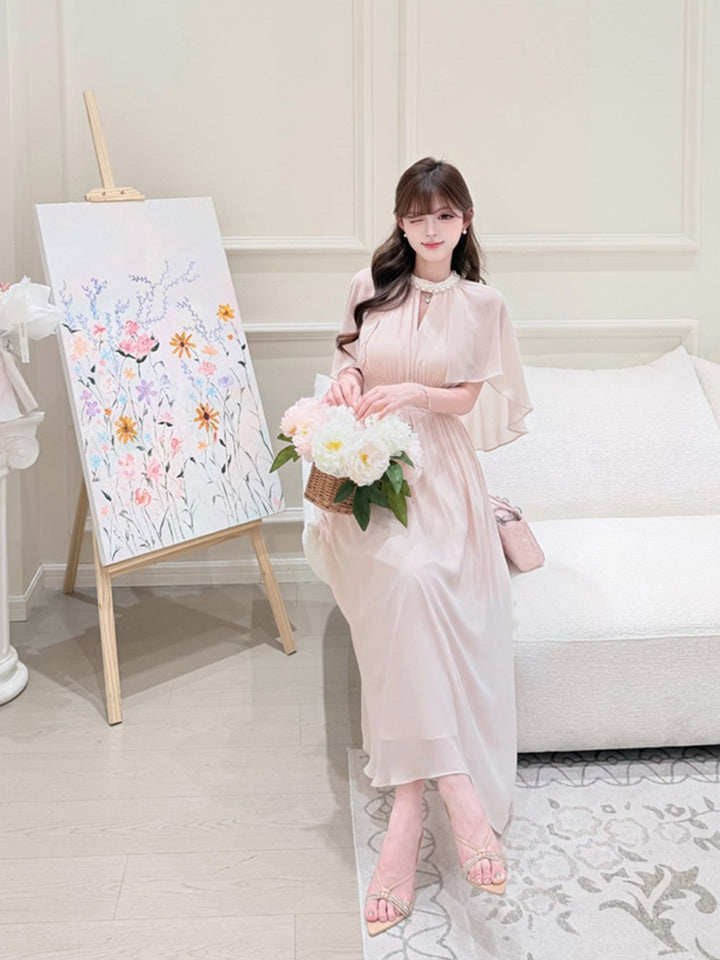 【dress】パール付きロングワンピース Q8684
