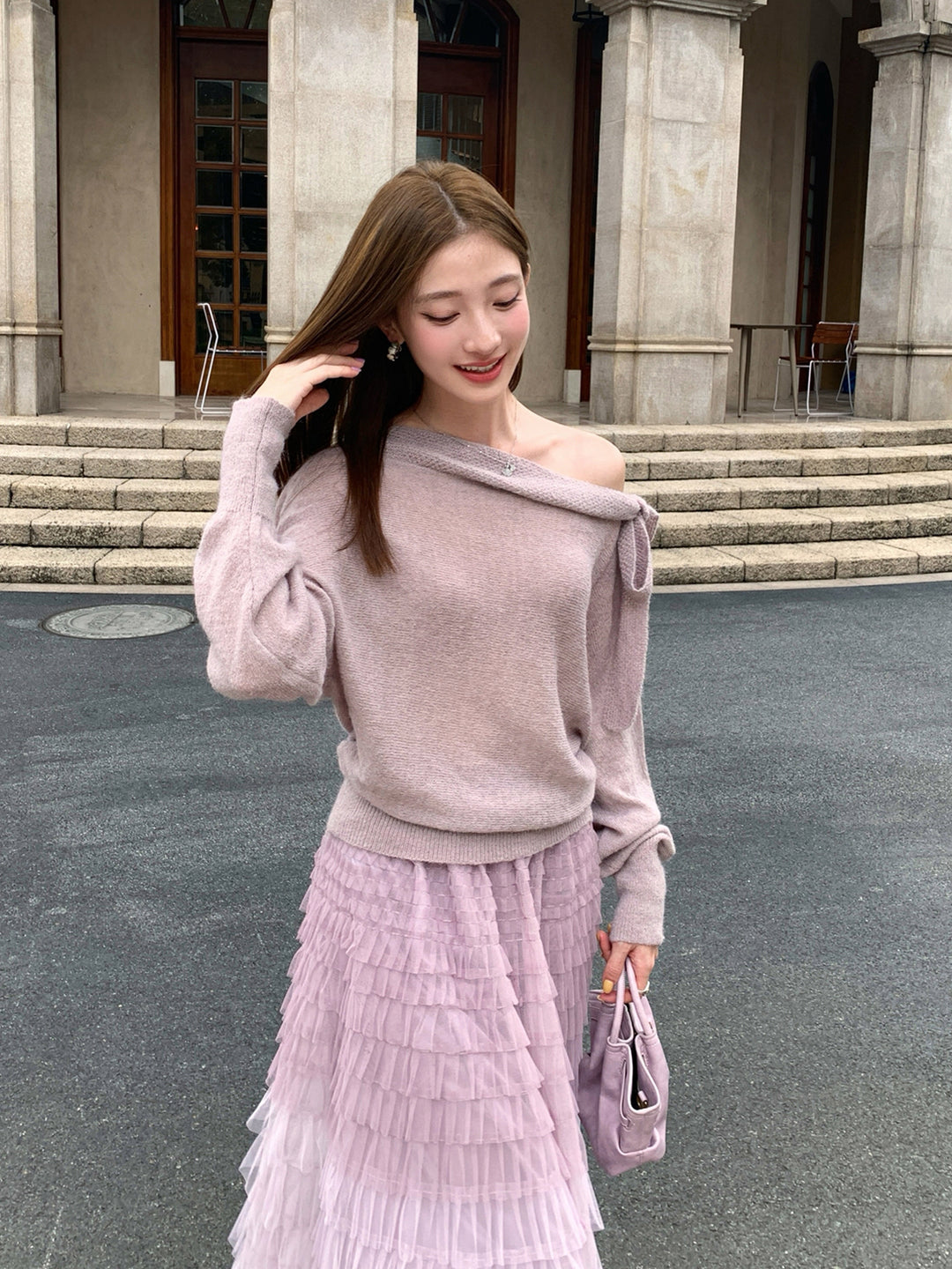 【tops】ワンショルダーニットトップス Q8953