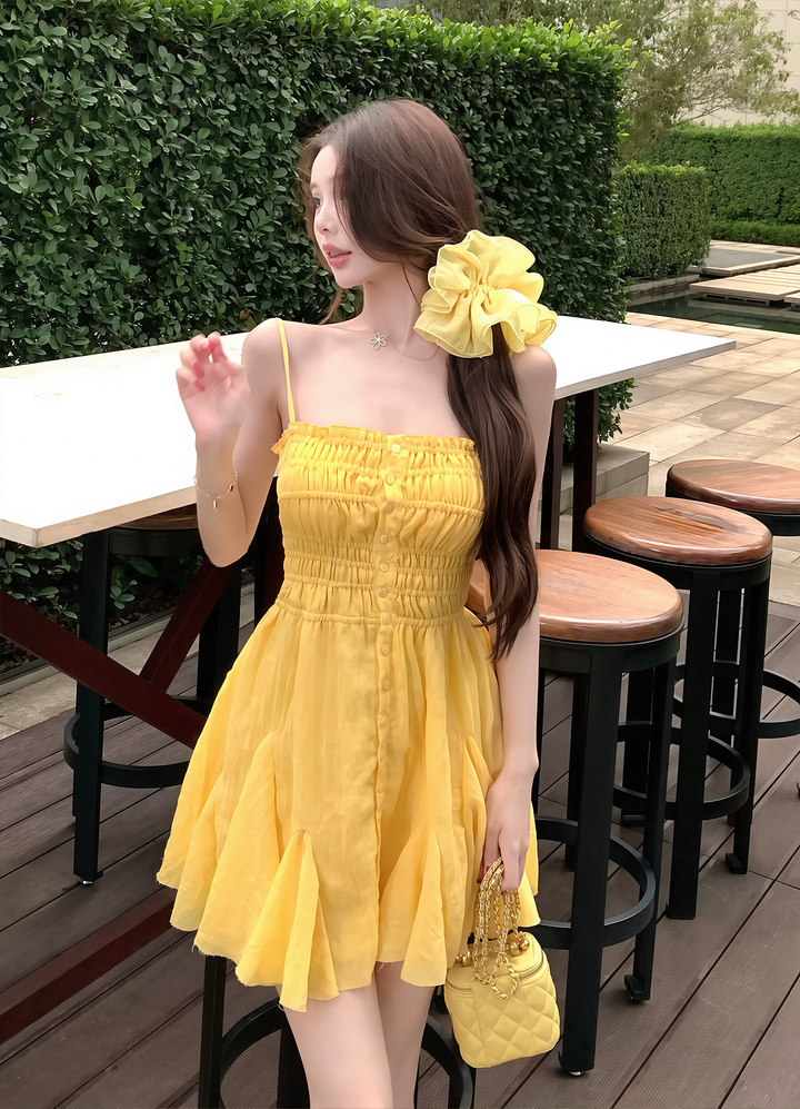 【dress】ギャザーフリルキャミワンピース Q8602