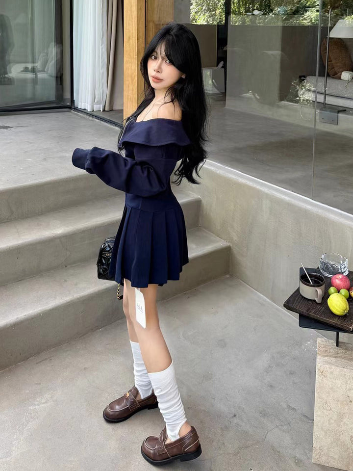 【dress】オフショルダーパーカーワンピース Q9030