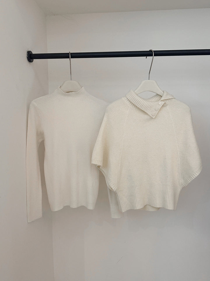 【set】ケープニットトップス×ハイネックトップスセット Q9238