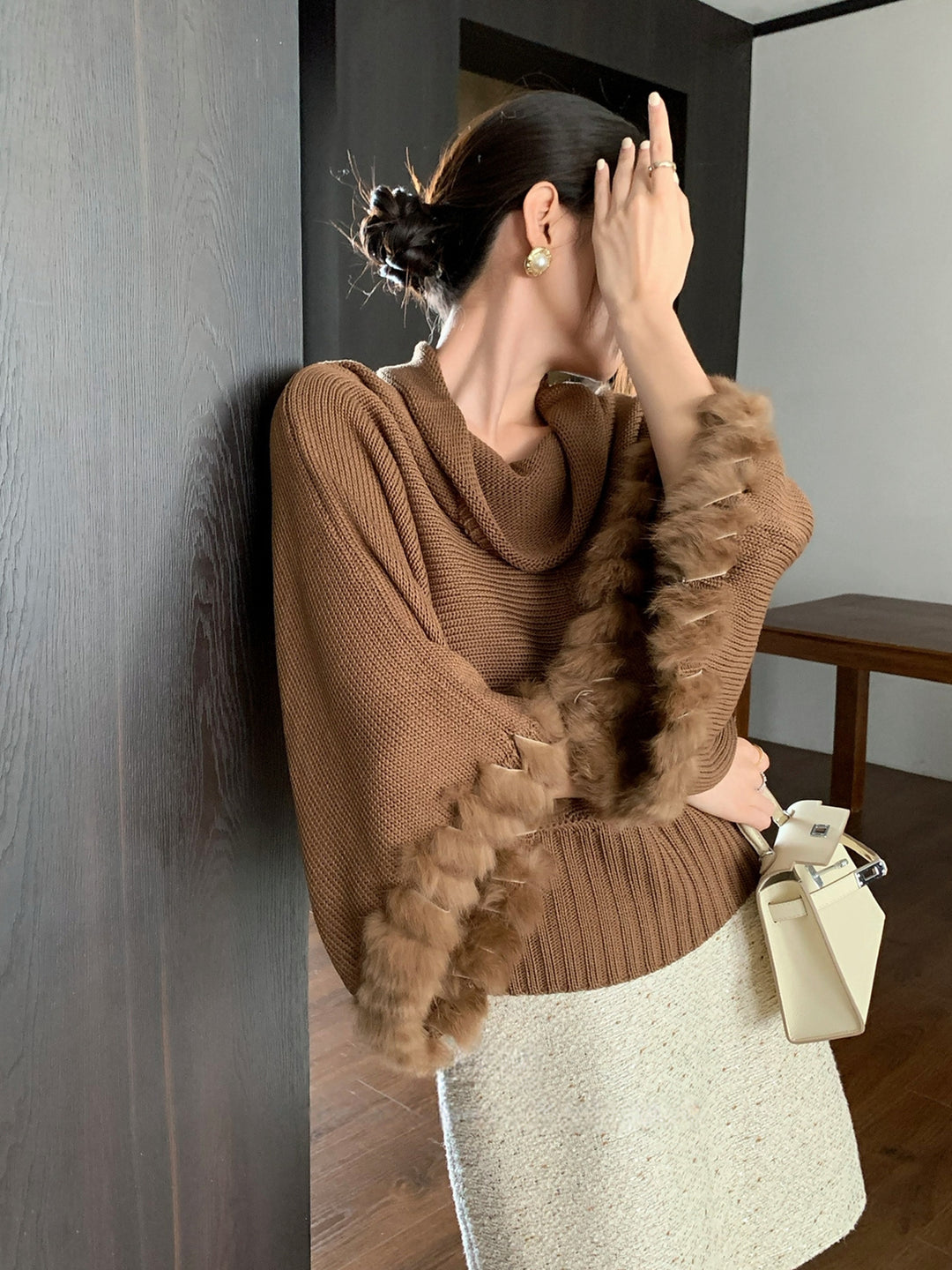 【tops】ファードッキングニットトップス Q9236