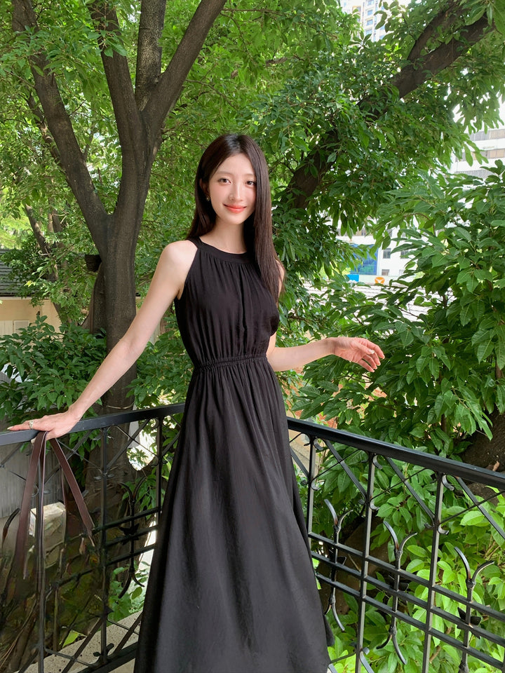 【dress】ノースリーブバックリボンロングワンピース Q8650