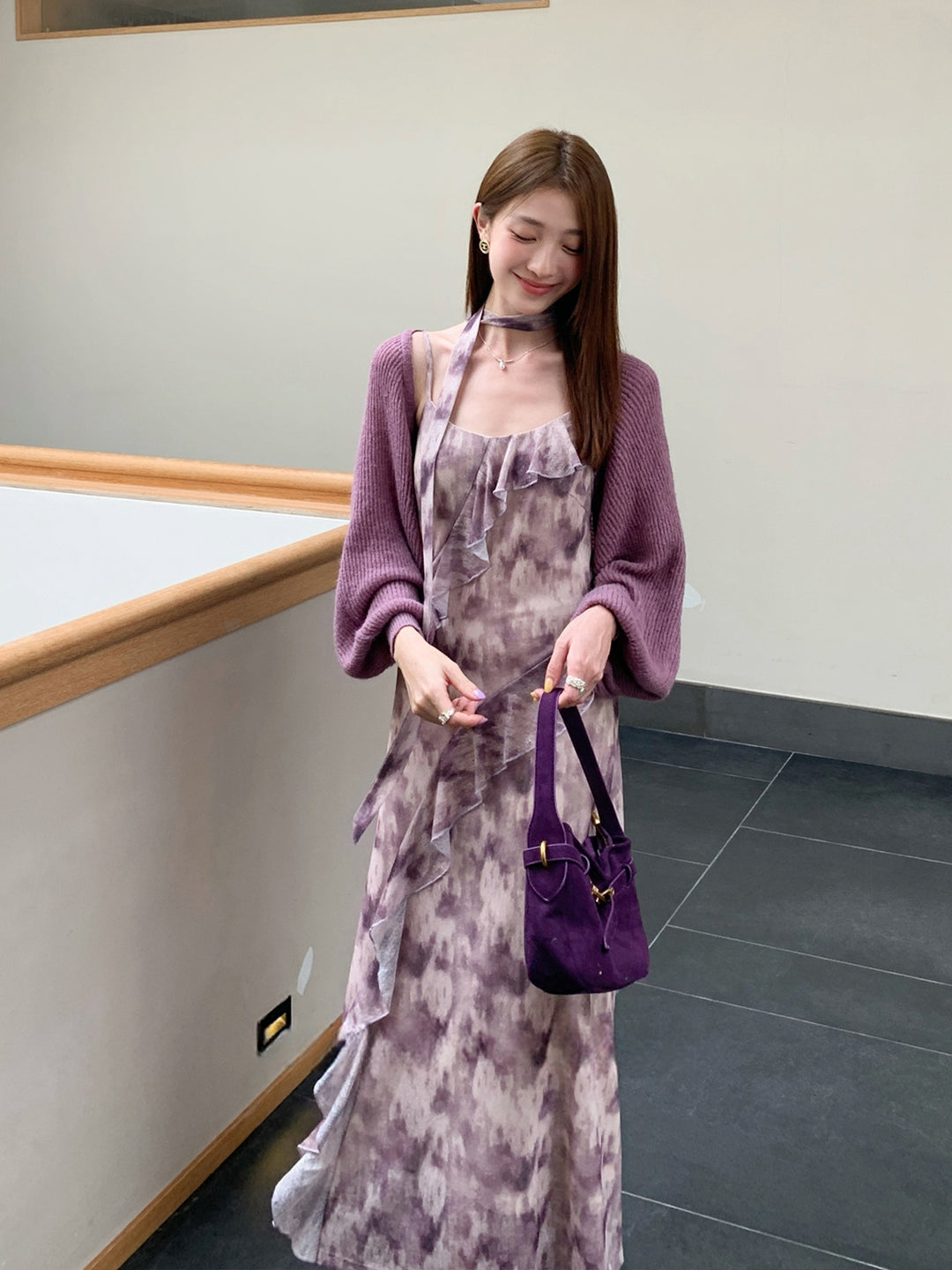 【dress】スカーフ付きロングキャミワンピース Q8999