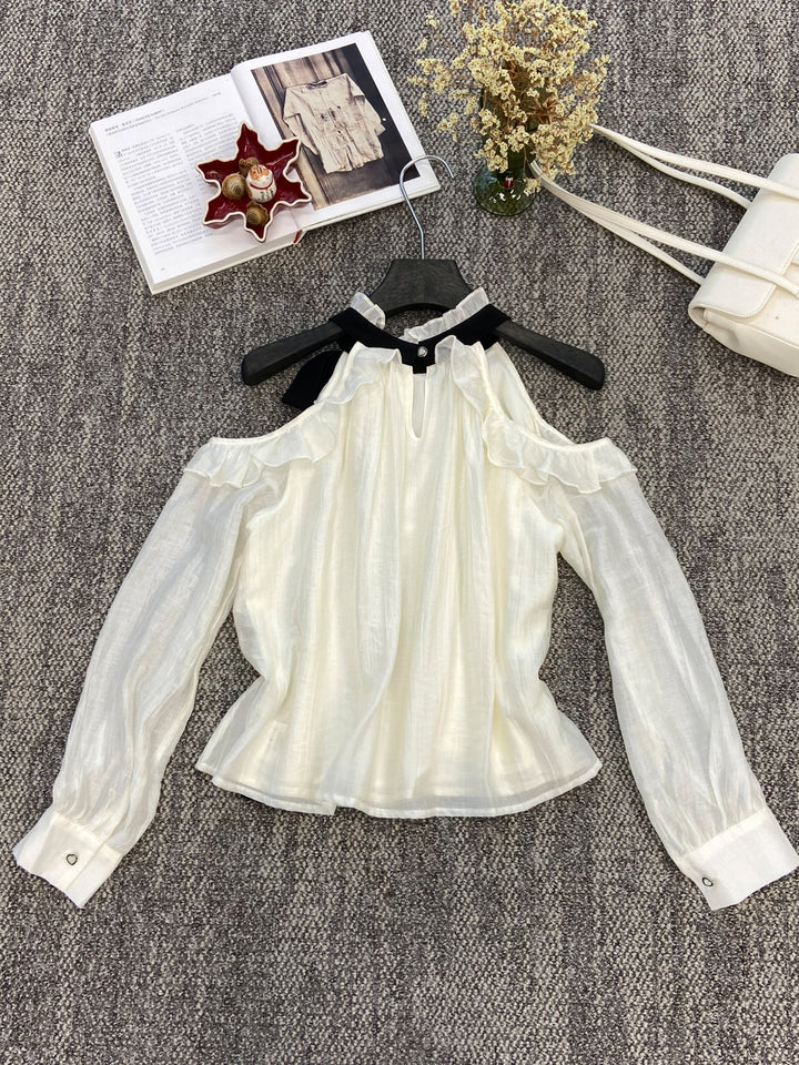 【tops】リボン付きオフショルダートップス Q8939