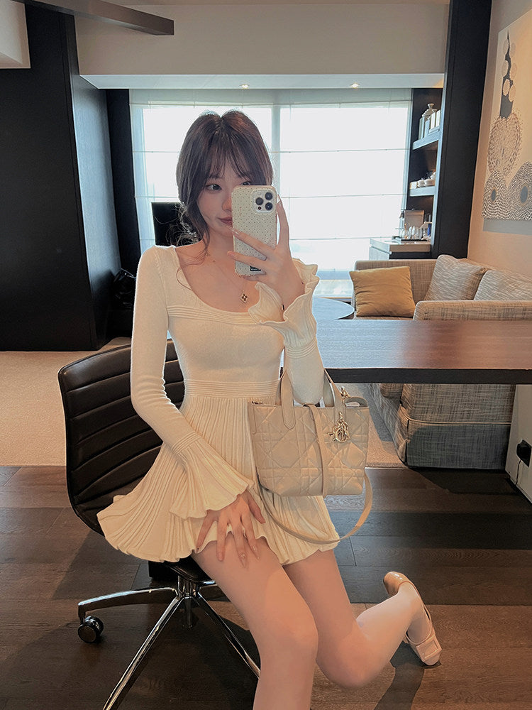 【dress】Aラインニットワンピース Q9323