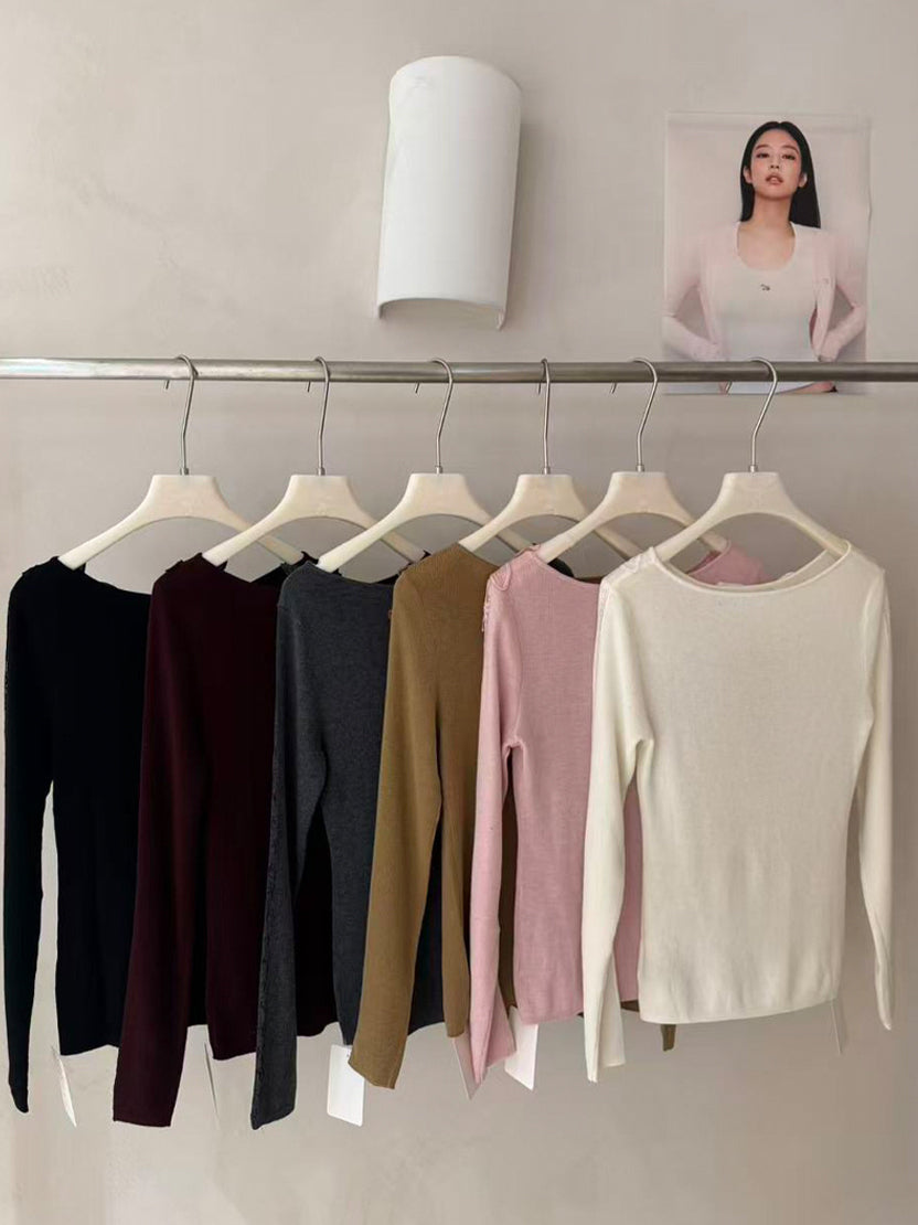【tops】立体フラワー付きニットトップス Q9138