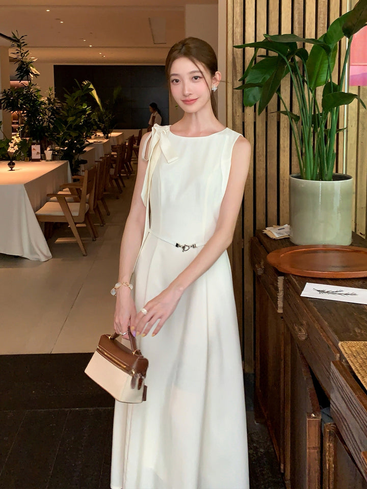 【dress】ベルト付きノースリーブロングワンピース Q8981