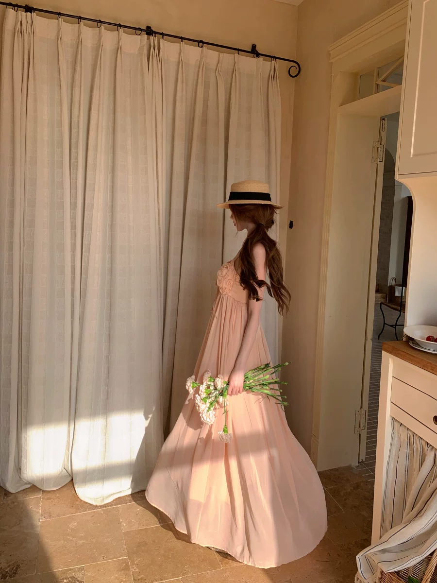 【dress】立体感バラロングキャミワンピース Q8559