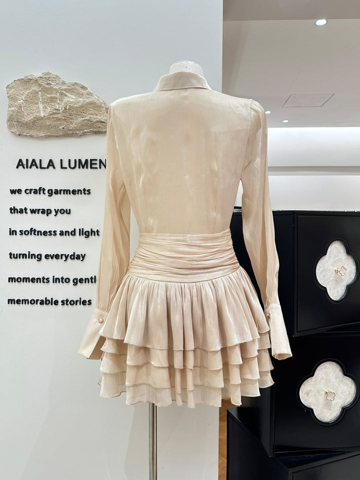 【dress】Aラインティアードワンピース Q9113