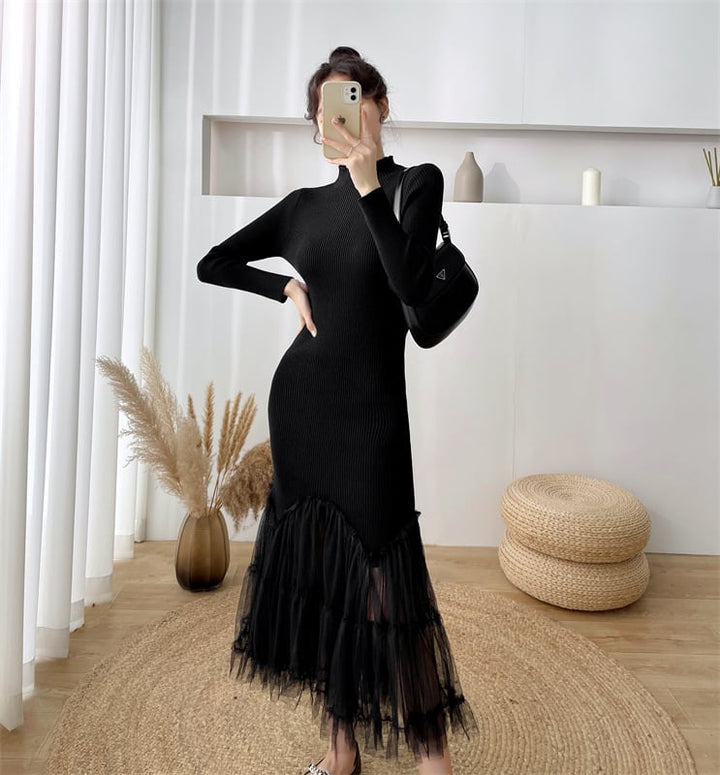 【dress】マーメイド切り替えニットワンピース　M17673