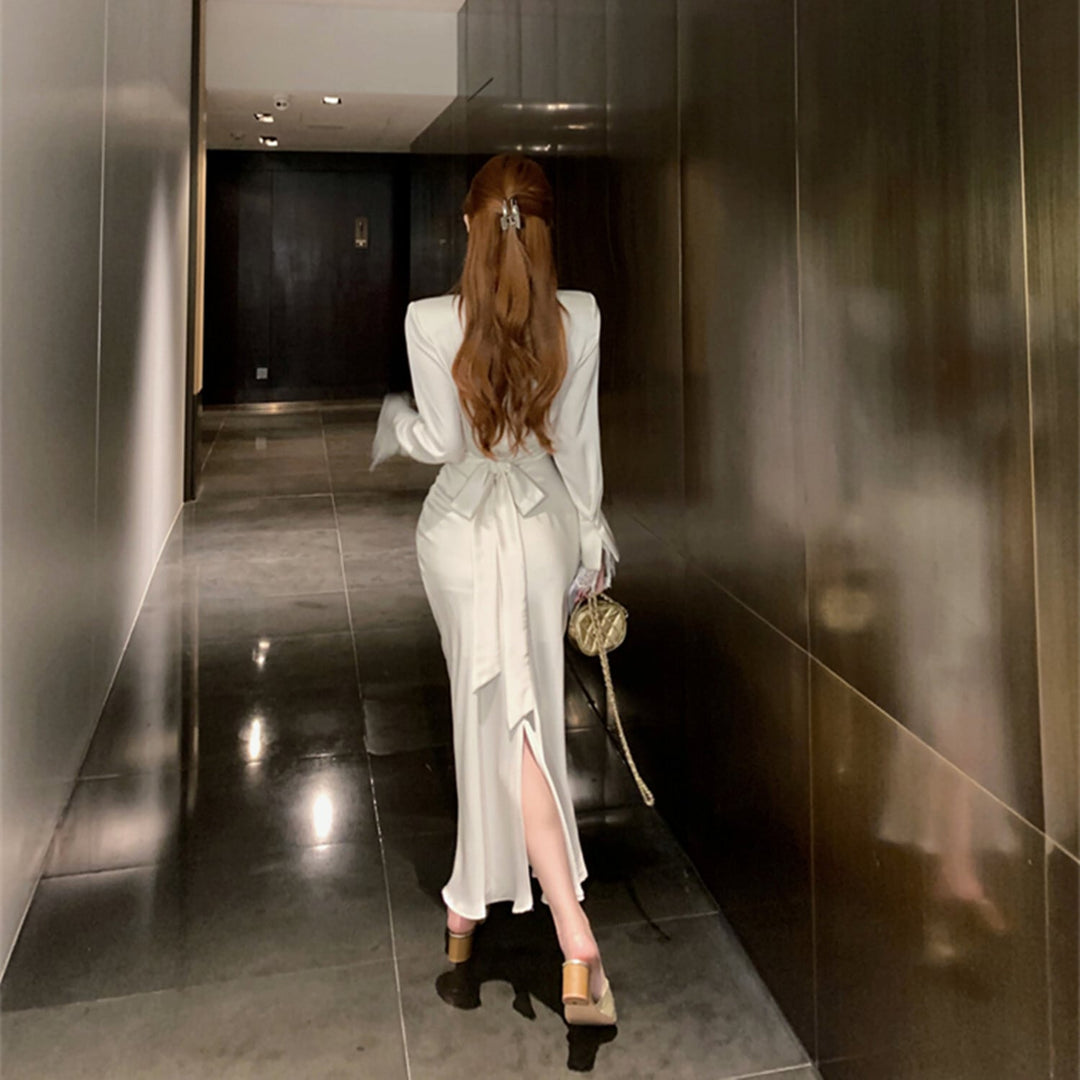 【dress】レース切り替えポイントオープンデートワンピース　N2695