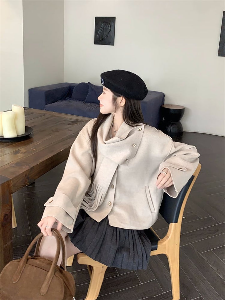【outer】ショートコートマフラー付き　M27679