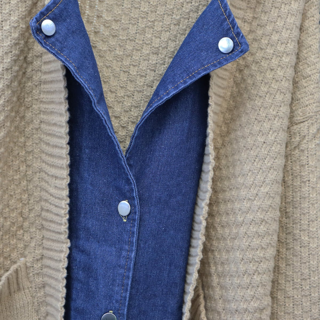 【outer】デニムドッキングニットカーデ　M18073