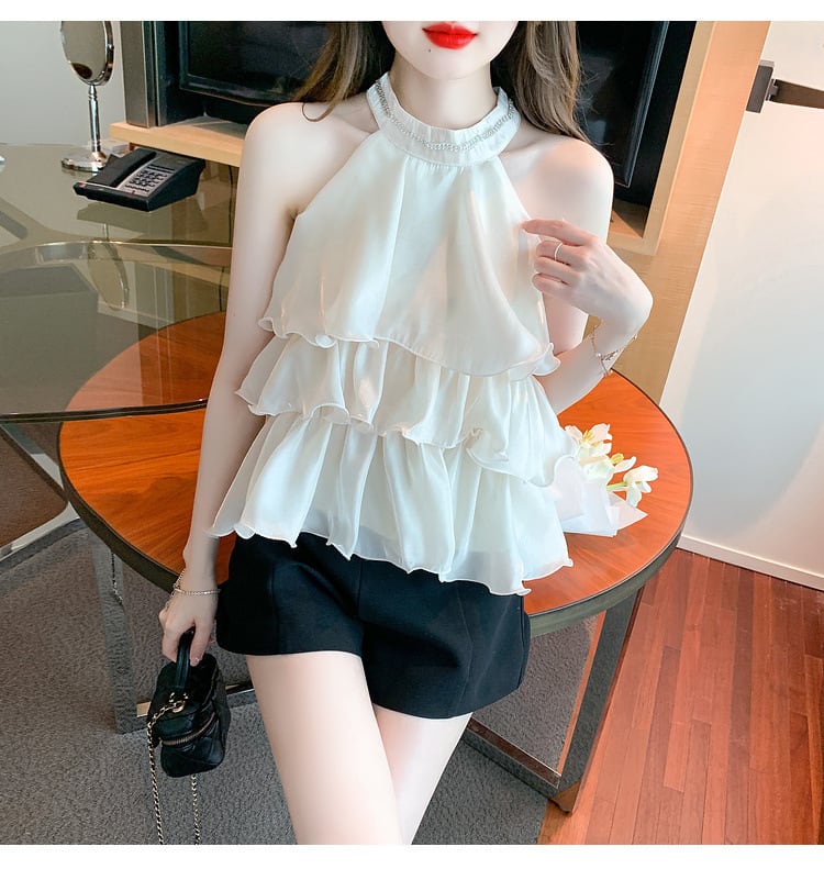 【tops】存在感 スウィートオシャレノースリーブトップス　M16751