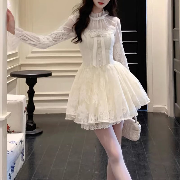 【dress】フレアレースワンピース Q7800