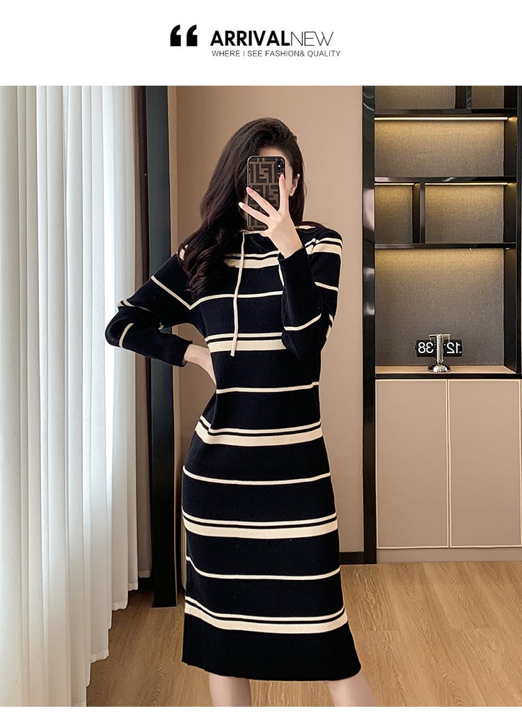 【dress】ボーダー柄ニットワンピース　M17600