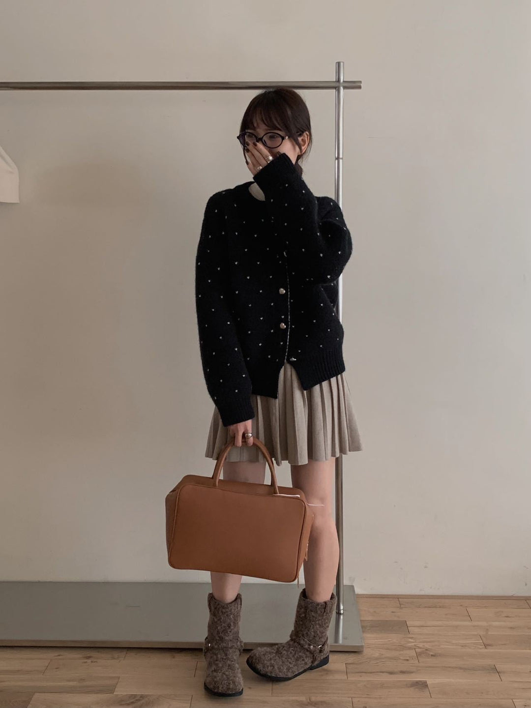 【outer】ハート柄ニットカーデ　M27245