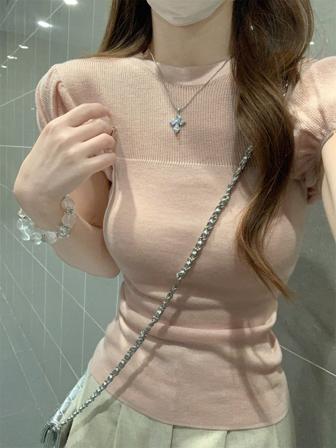 【tops】パフスリーブニットトップス　M29600