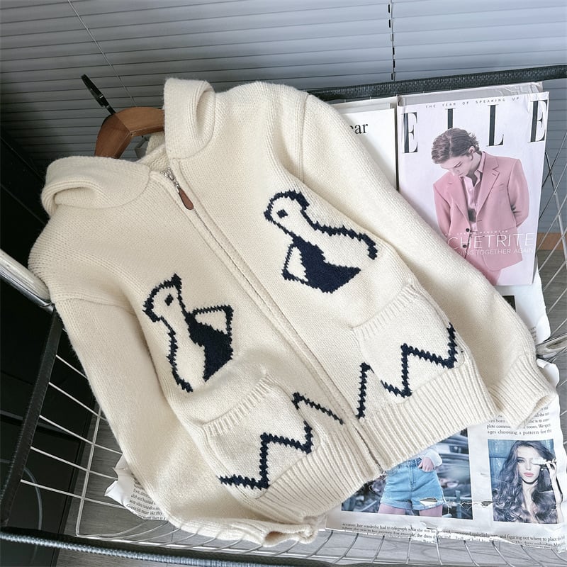 【outer】フード付きニットカーデ　M26399