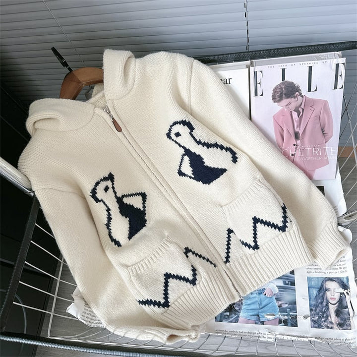 【outer】フード付きニットカーデ　M26399
