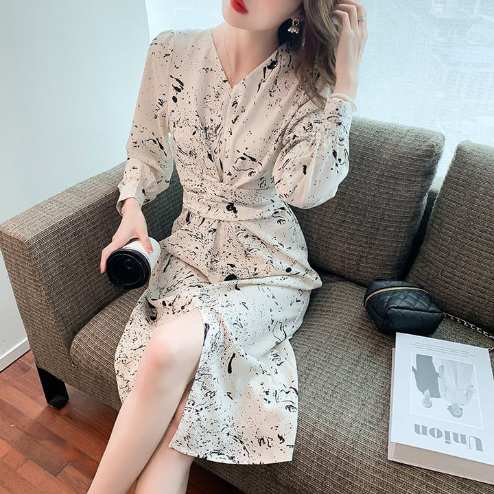 【dress】話題沸騰中 オシャレエレガントスリットワンピース　M16821