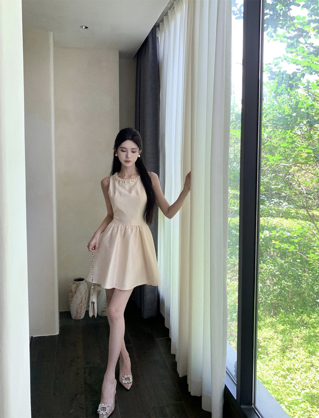 【dress】パールノースリーブワンピース　M24295