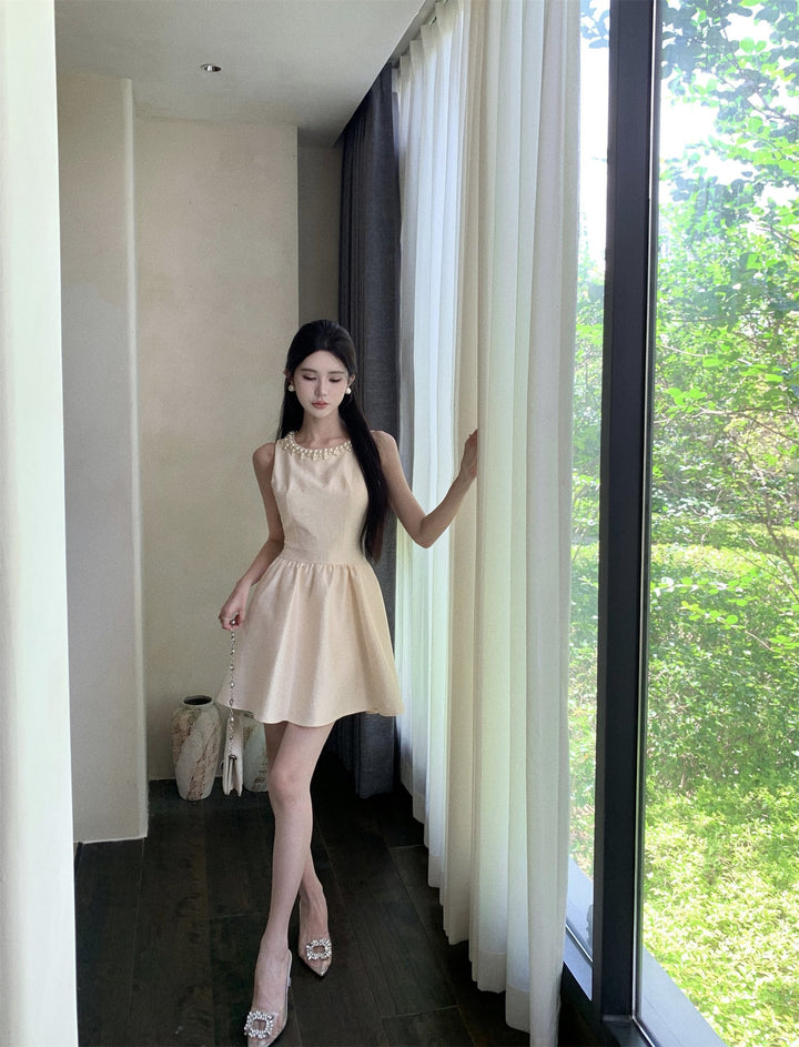 【dress】パールノースリーブワンピース　M24295