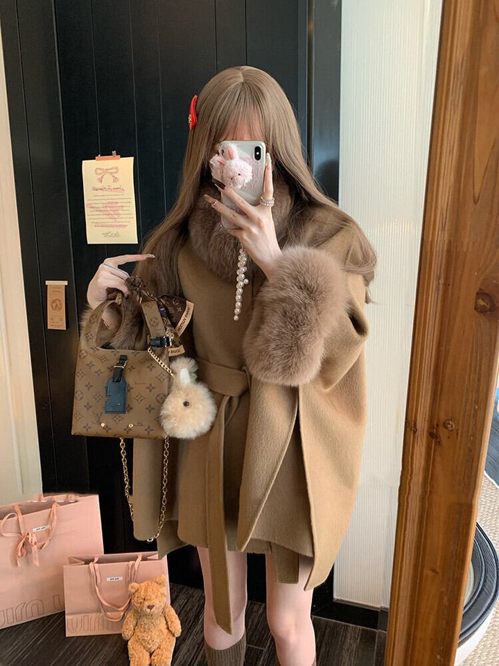 【outer】袖ファーショートケープコート　N3313