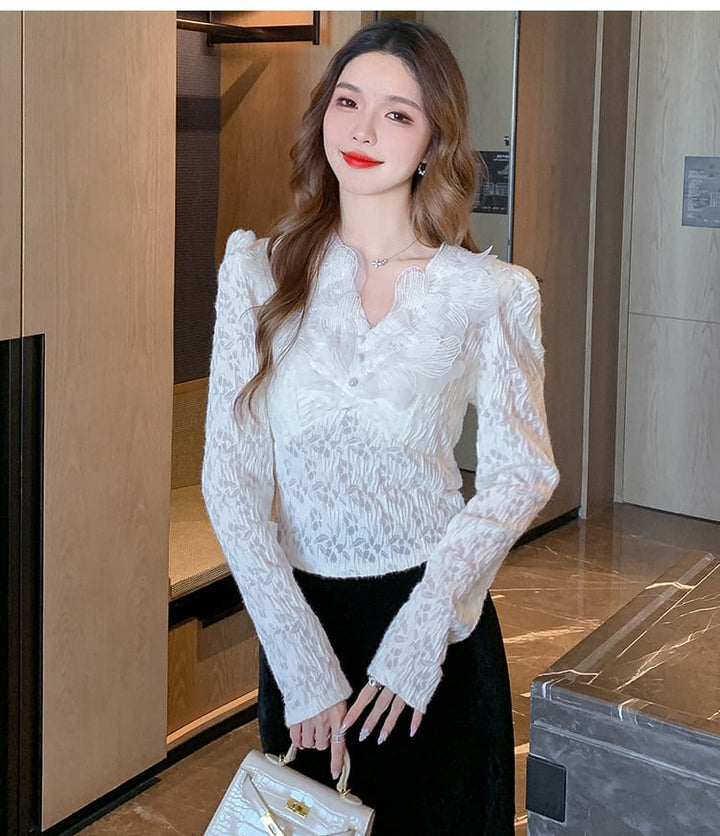 【tops】Vネックトップス　M27416