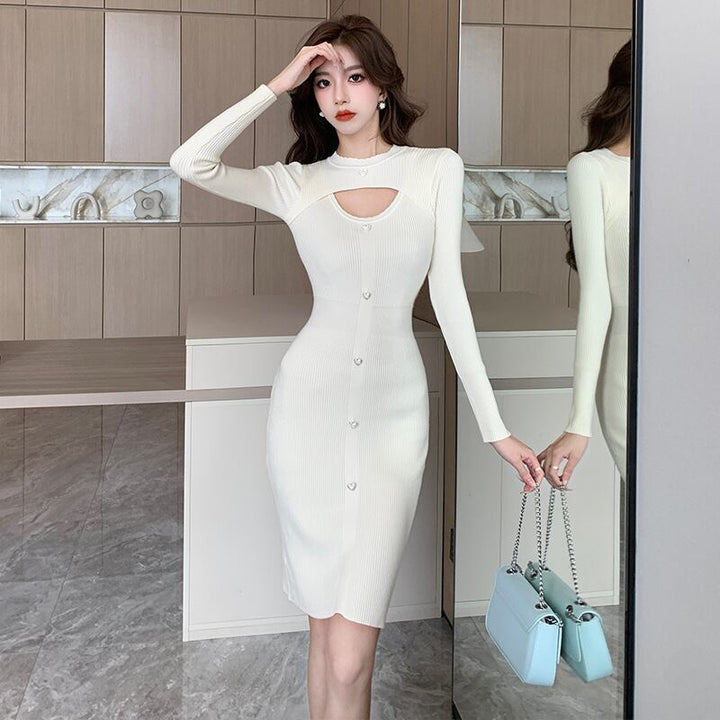 【dress】カットワークニットワンピース　M18844