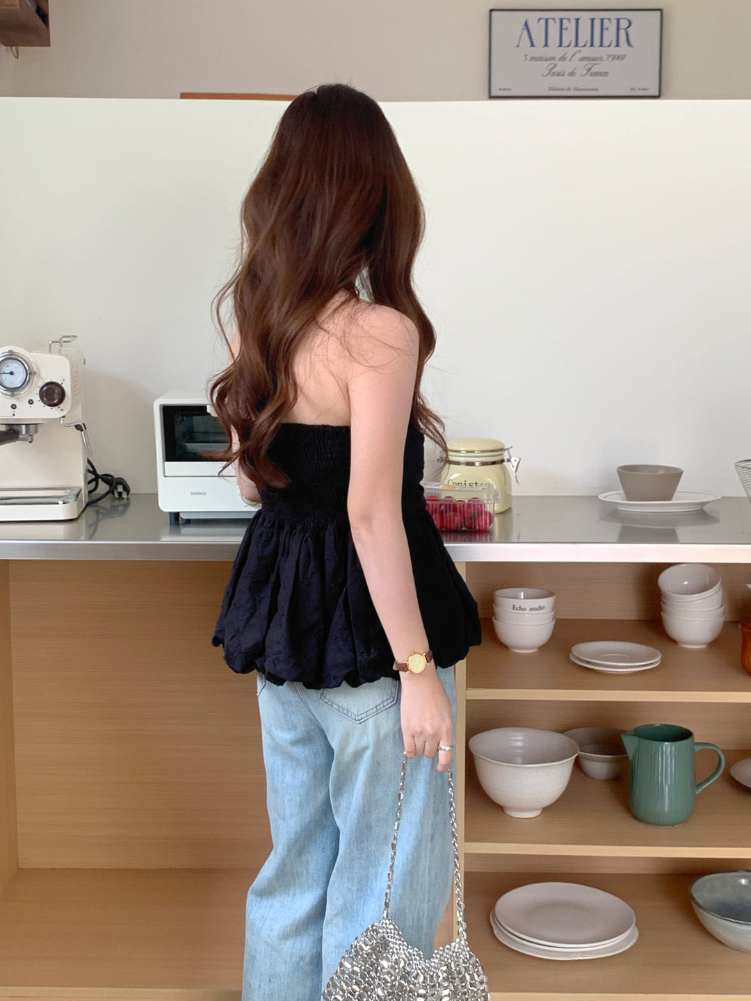 【tops】リボンプリントベアトップ　M24485