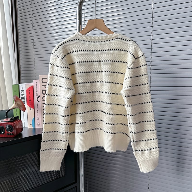 【outer】ダブルボタンVネックニットカーデ　M18275