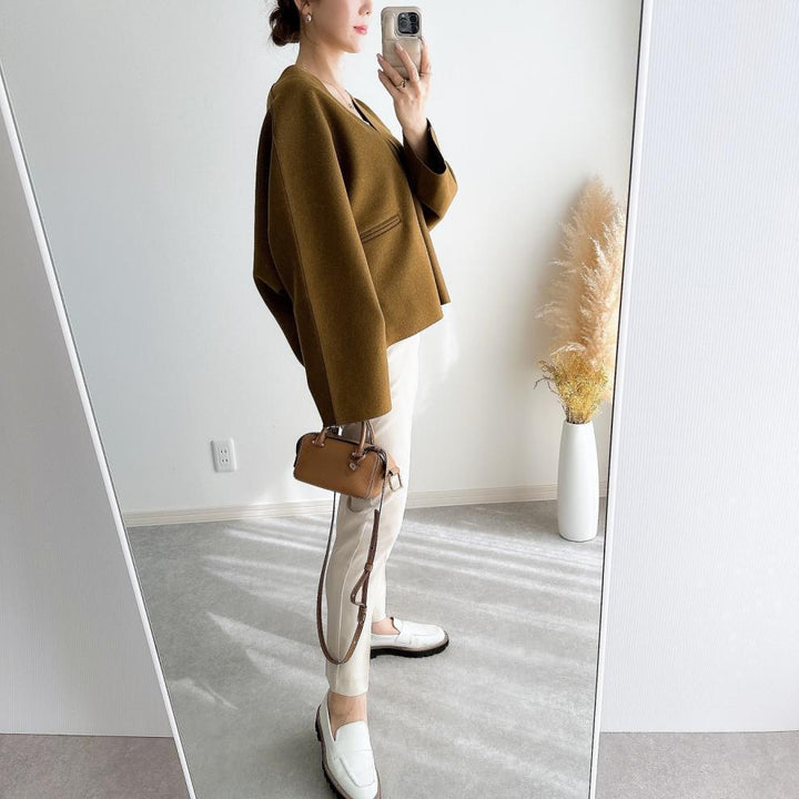 【outer】Vネックショートコート　M27290
