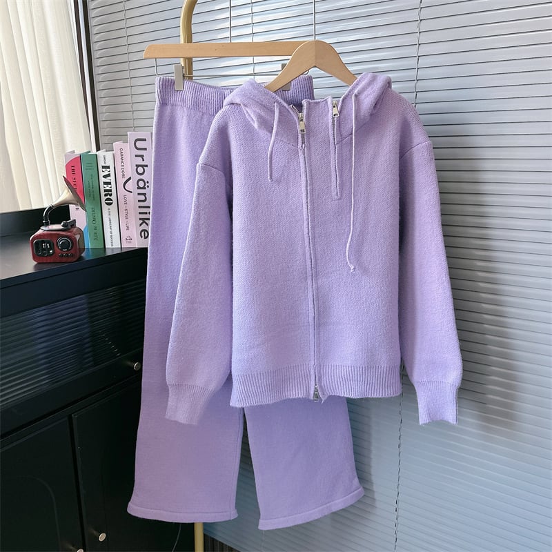 【set】ニットカーデ×ワイドパンツセット　M26879