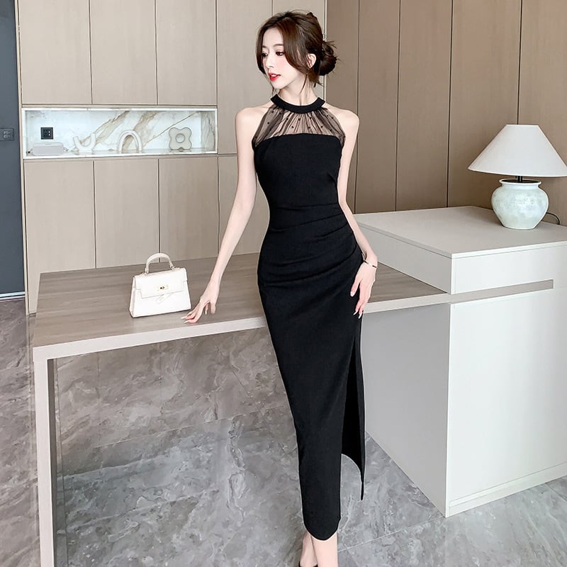 【dress】おしゃれ！ノースリーブスリットワンピース　M17226