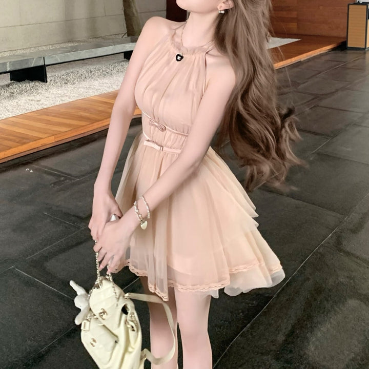 【dress】バックリボンチュールミニワンピース　M31380