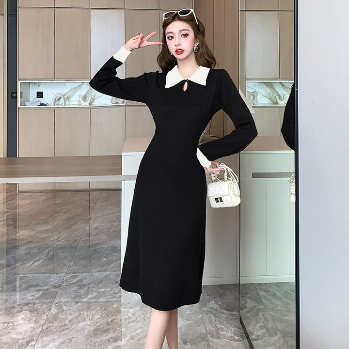 【dress】折り襟ニットワンピース　M19059