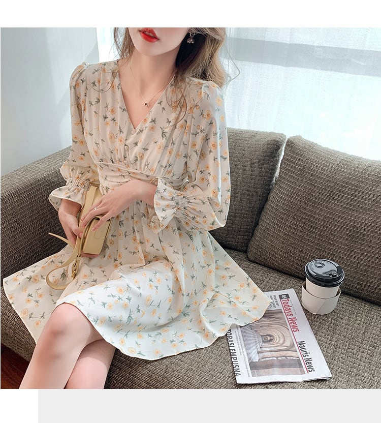 【dress】存在感 スウィートオシャレ花柄ワンピース　M17070