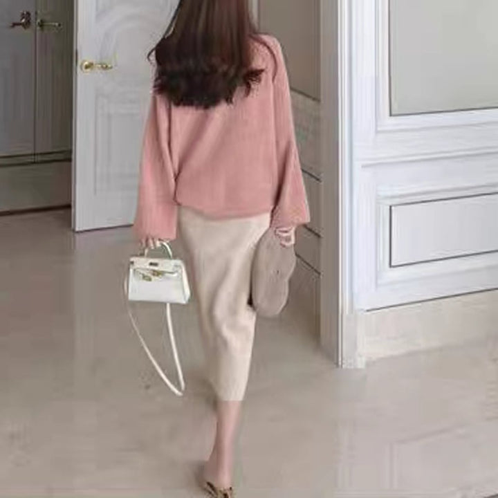 【tops】Vネック無地ニットセーター　M18102