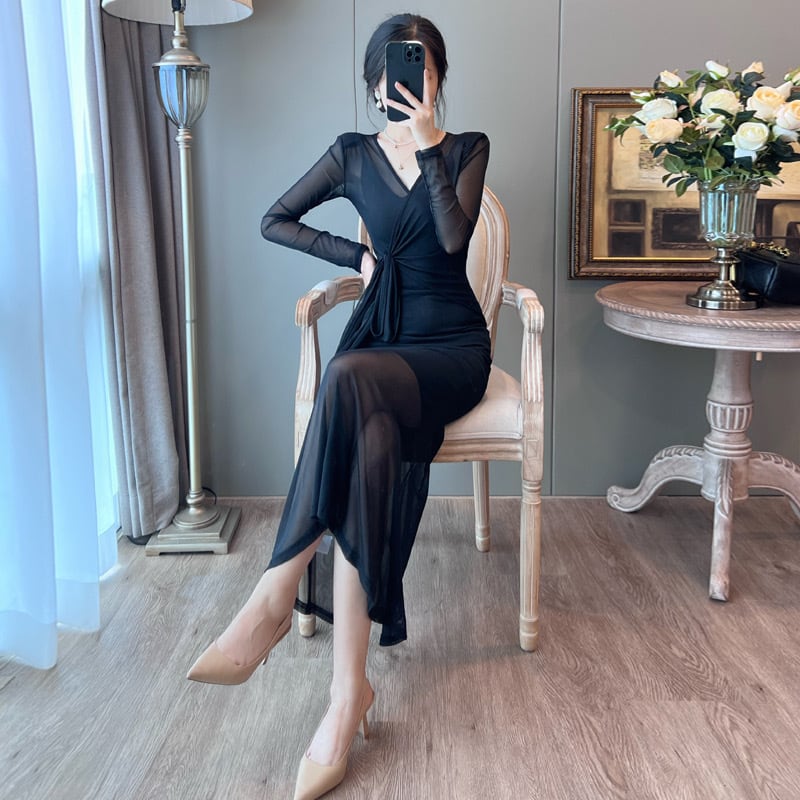 【dress】Vネックマーメイドデートワンピース　M17716