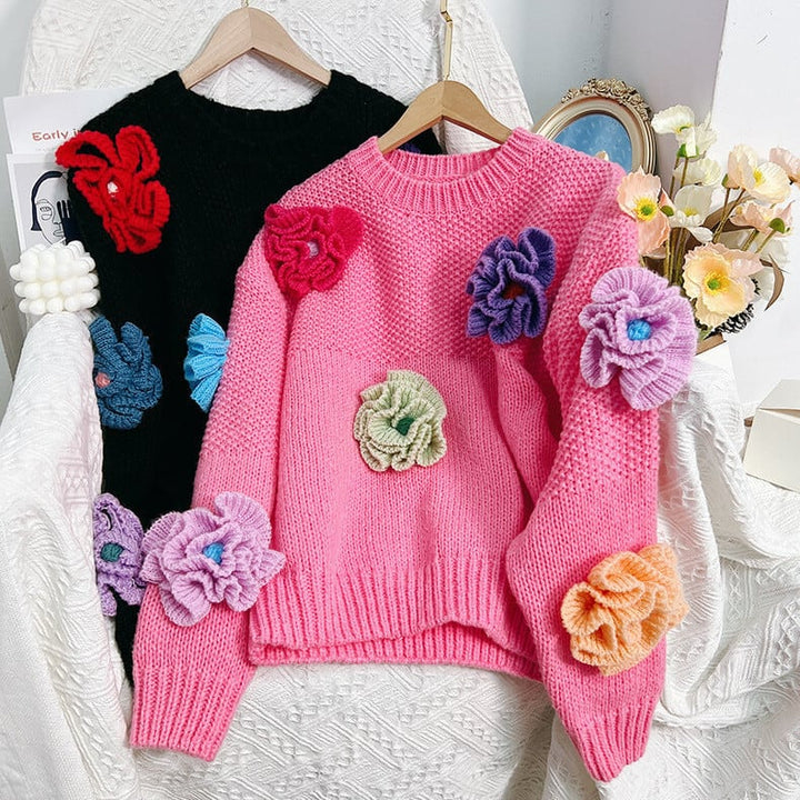 【tops】立体フラワーニットセーター　M26275