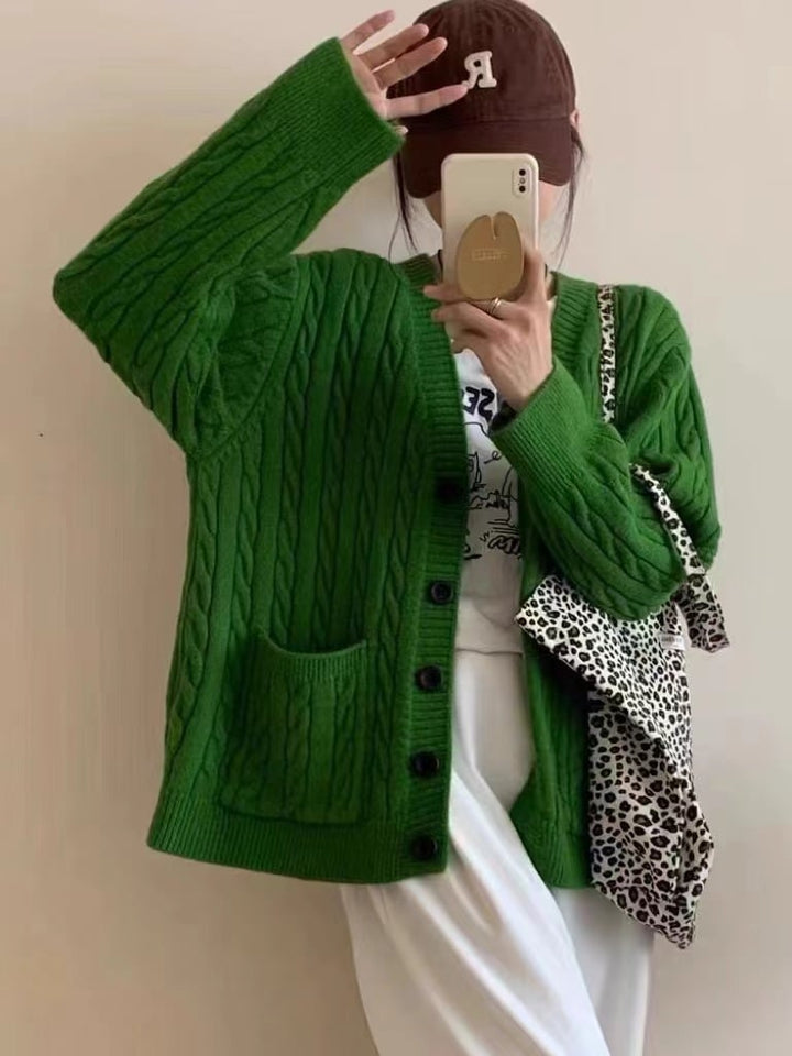 【outer】Vネックニットカーデ　M25949