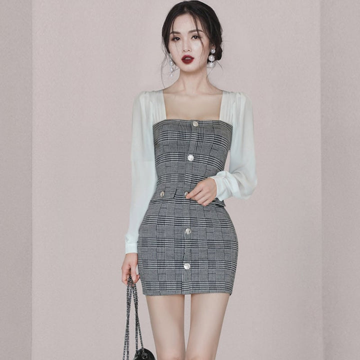 【dress】細身効果抜群♪切り替えデートワンピース　M17607