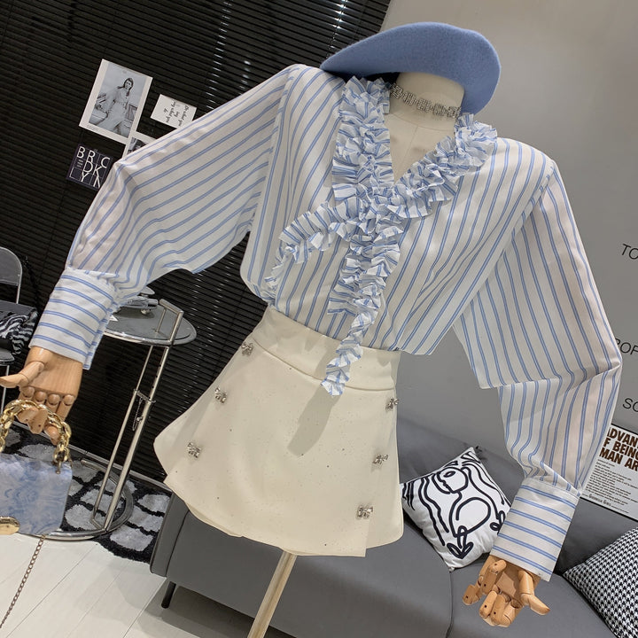 【tops】フリルシャツブラウス　M29981