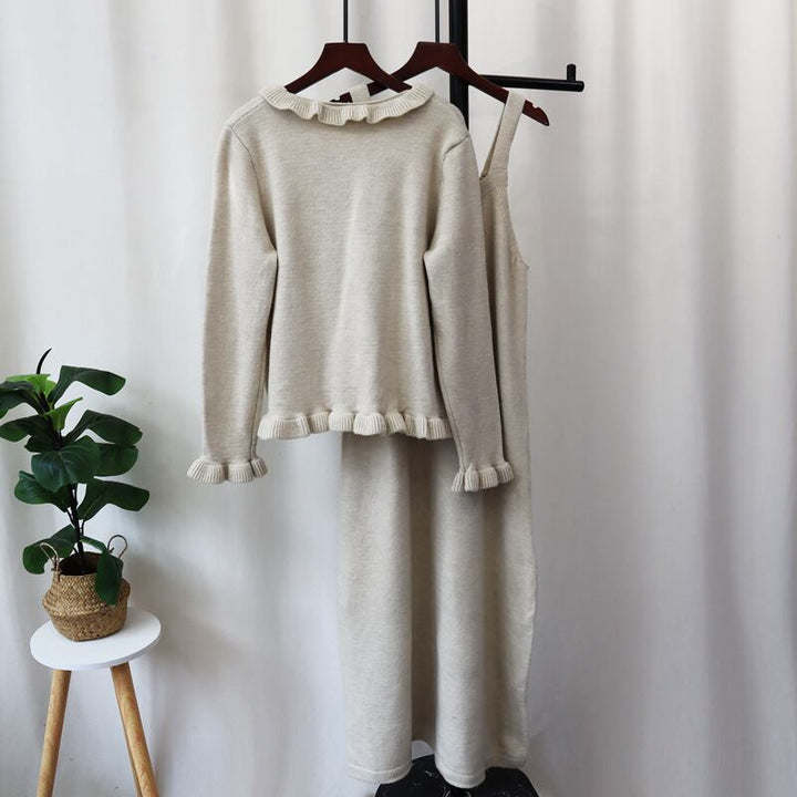 【set】ニットカーデ×キャミワンピースセット　M26854
