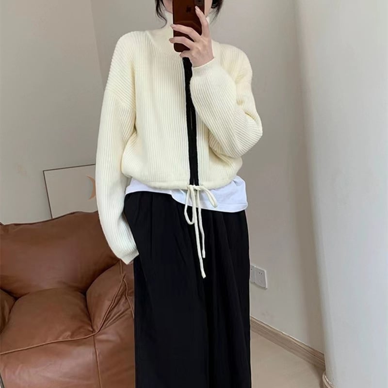 【outer】Wジップハイネックニットカーデ　M18226