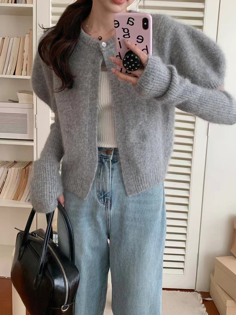 【outer】ニットカーデアームカバー付き　M18114