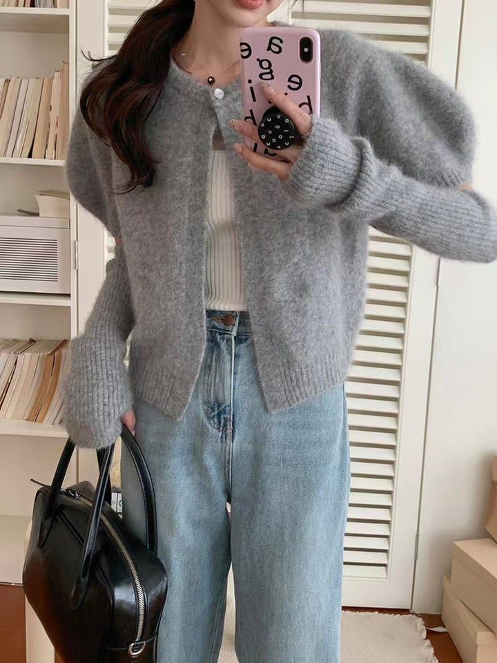 【outer】ニットカーデアームカバー付き　M18114